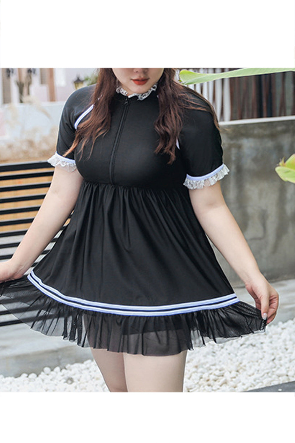 Women Breathable Soft Short Sleeve Solid Colored Elegant Swimwear