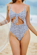 Women Slit Styled Easy Strapped Shoulder Elegant Printed Pattern Summer Slim Fit Swimwear