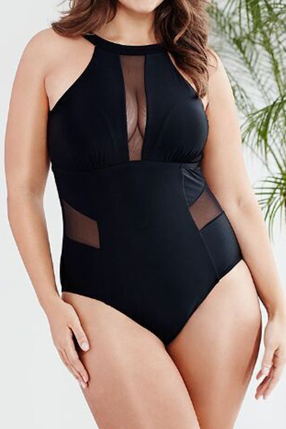 Women Halter Neck Decent Solid Colored Thin & Breathable Summer Slim Fit One-Piece Swimwear