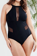 Women Halter Neck Decent Solid Colored Thin & Breathable Summer Slim Fit One-Piece Swimwear