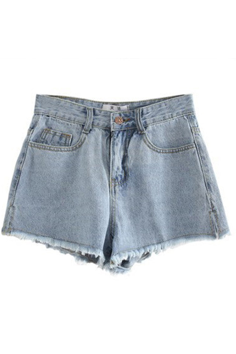 Women Elegant Styled Solid Colored Summer Fringed Loose Breathable Denim Short
