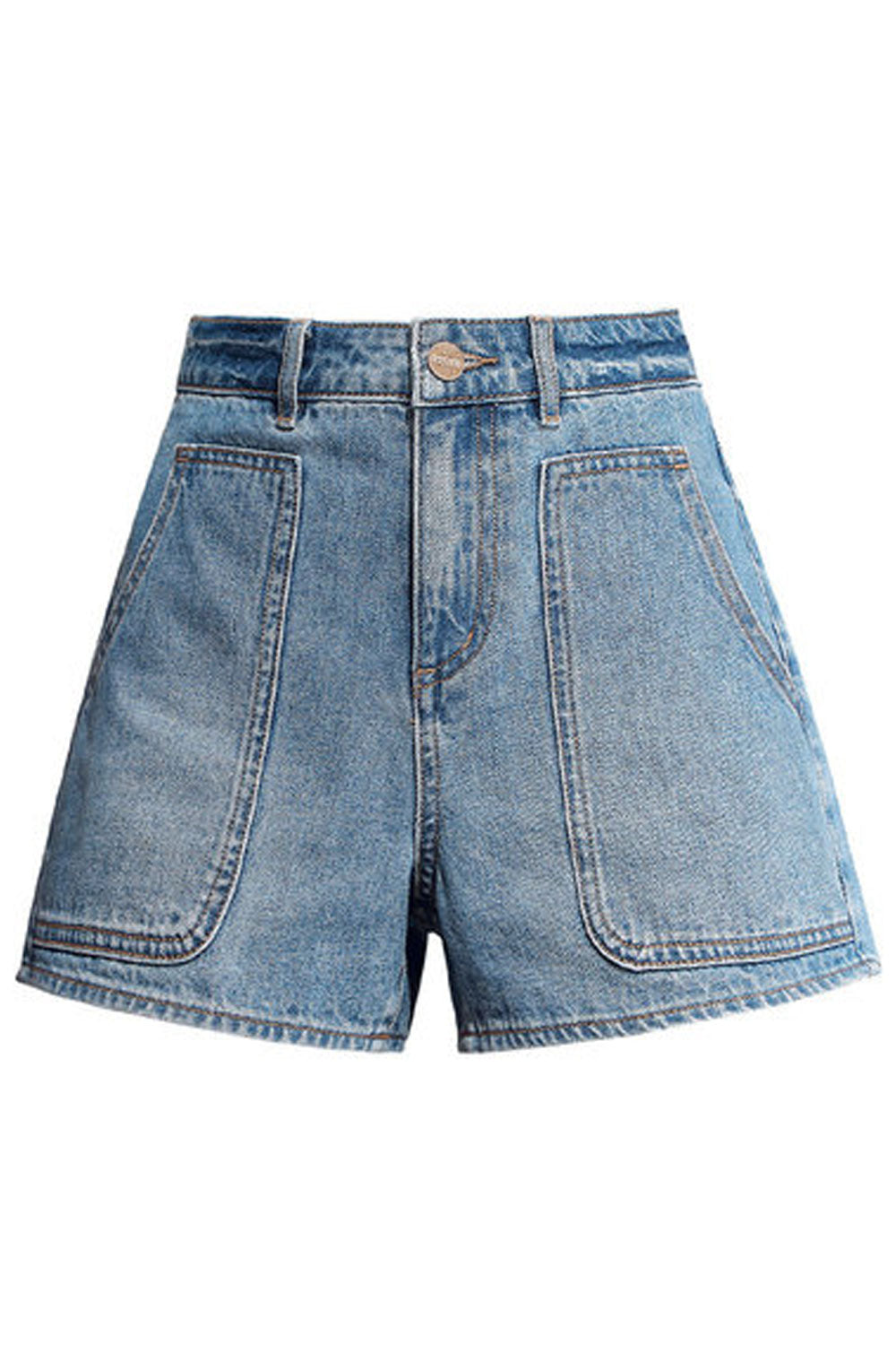 Women Lovely Solid Pattern Side Pockets Fashionable Denim Short