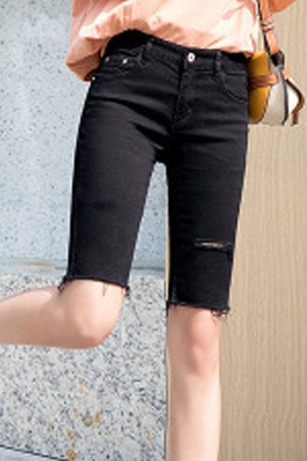 Women Breathable Relax Fit Ripped Style Summer Casual Denim Short