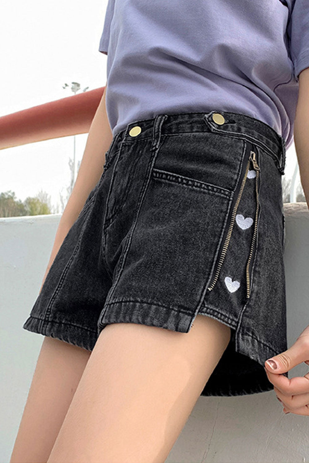 Women Breathable Summer Casual Splendid Solid Colored Denim Short