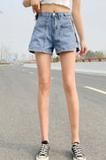 Women Breathable Summer Casual Splendid Solid Colored Denim Short