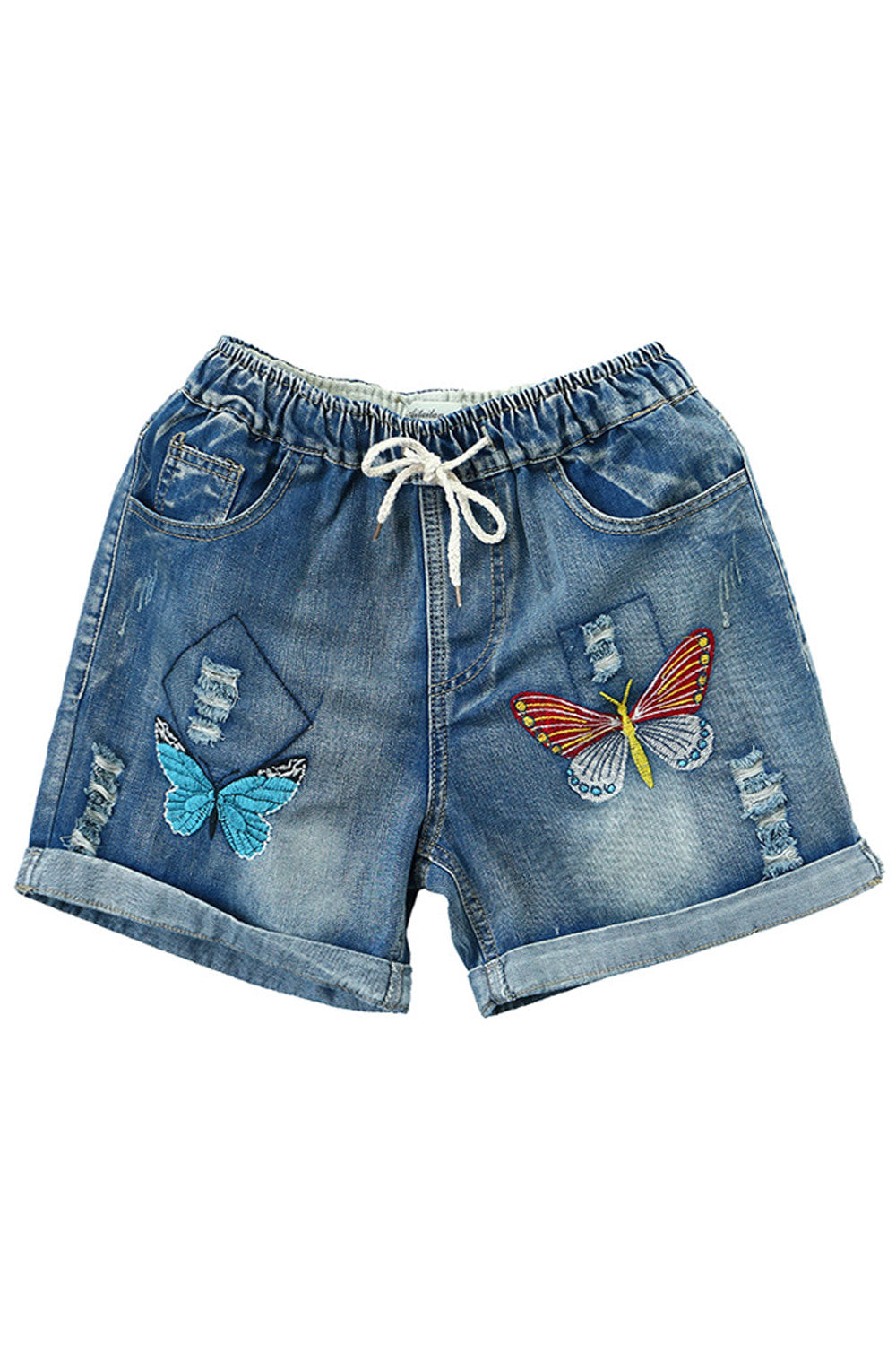 Women Butterfly Printed Pocket Style Casual Short