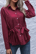 Women Long Sleeve Soft Solid Pattern Button Closure Pretty Summer Shirt