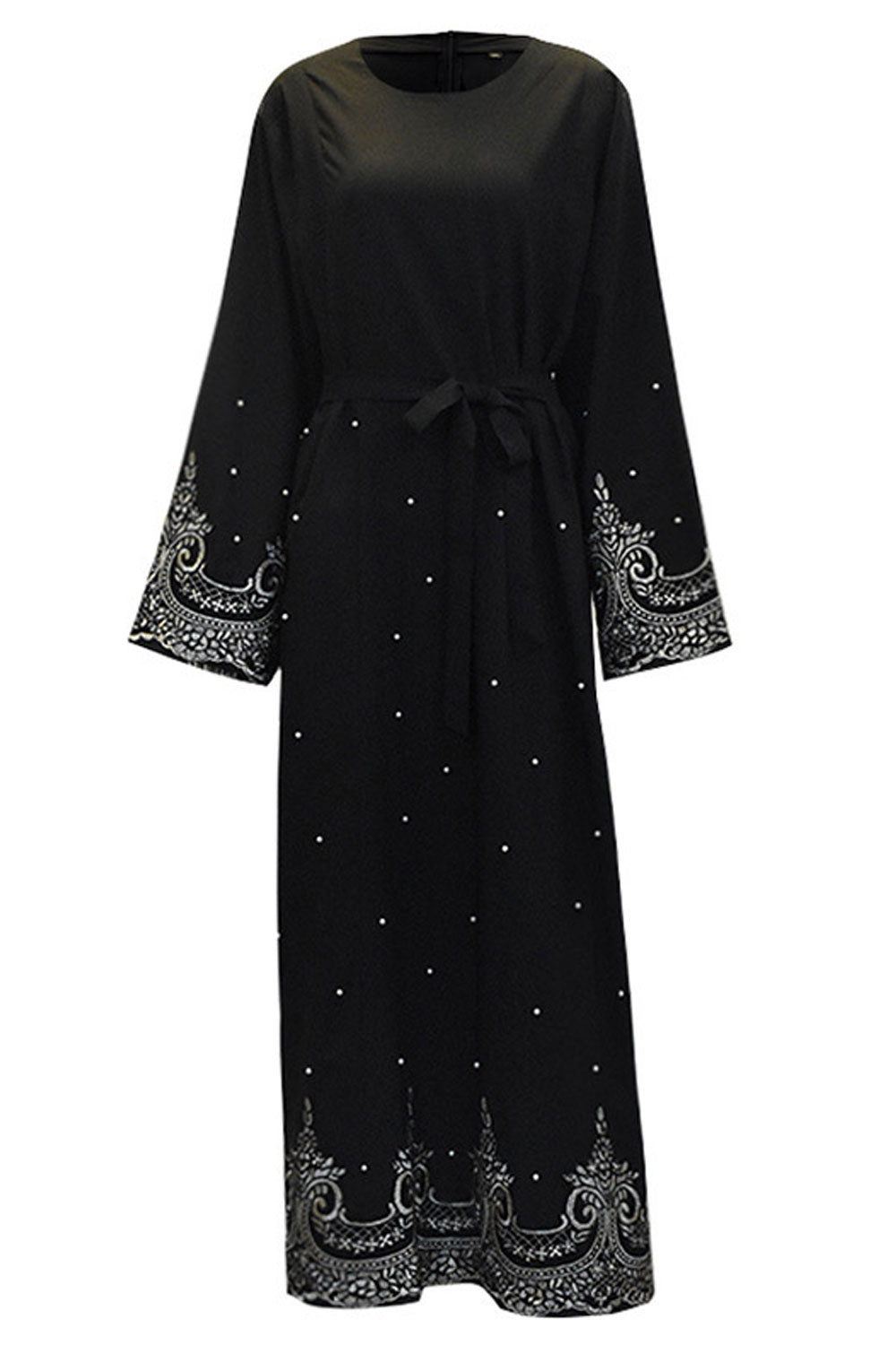 Women Round Neck Bell Sleeved Embroided Dress