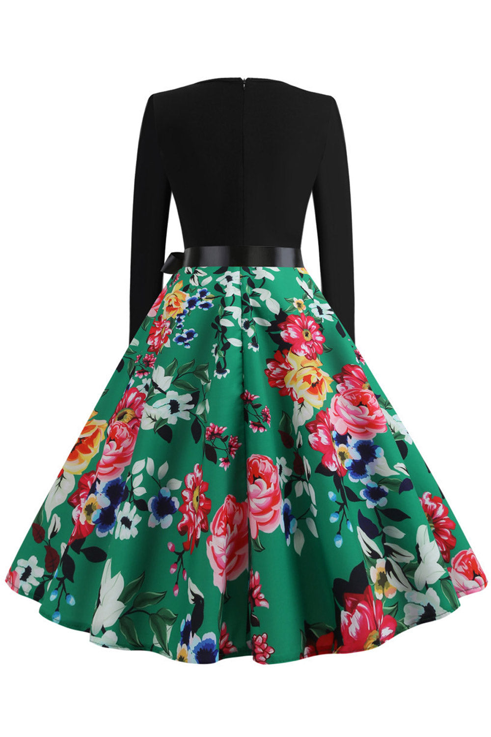 Women Round Neck Floral A-Line Dress