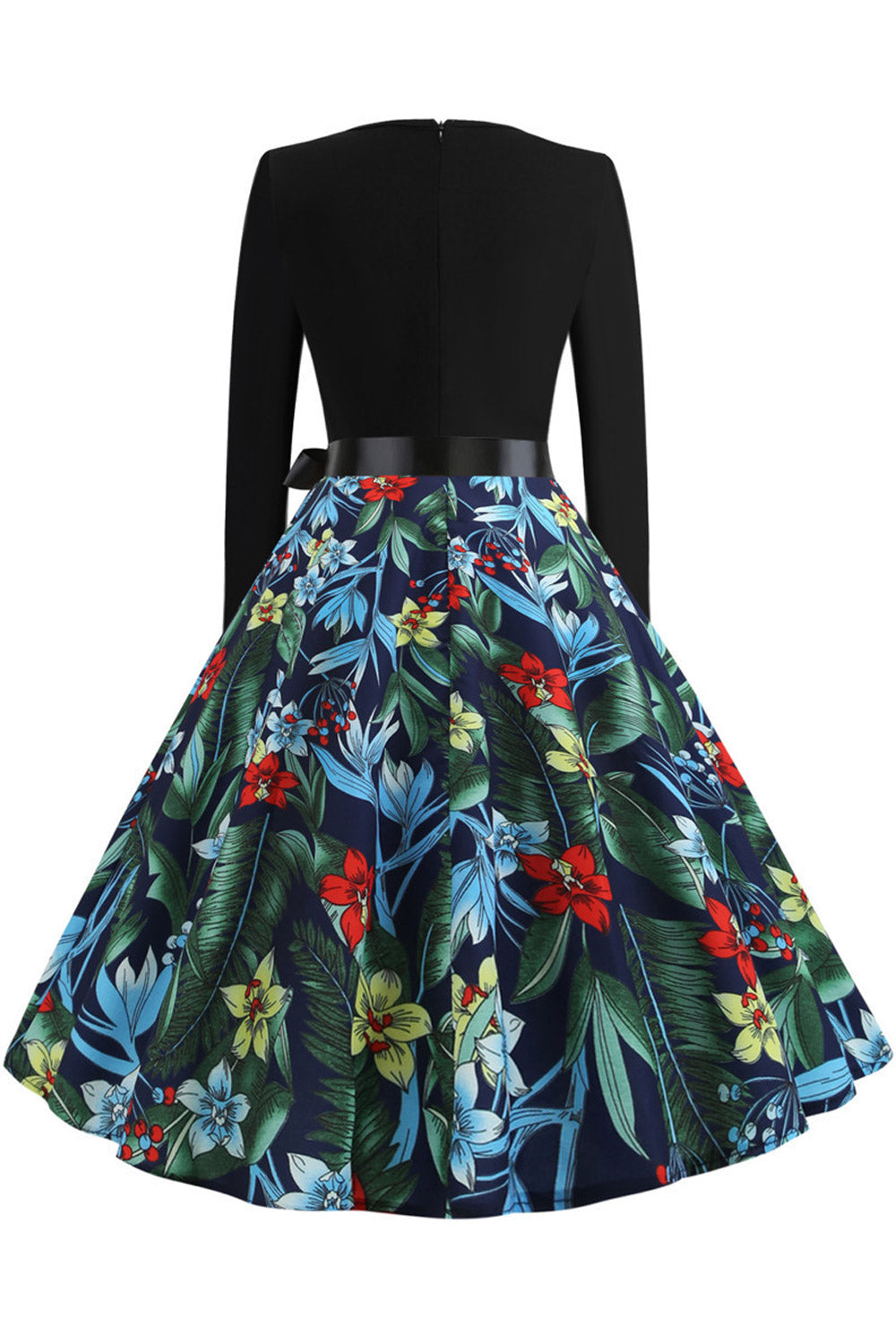 Women Round Neck Floral A-Line Dress