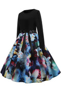 Women Round Neck Floral A-Line Dress