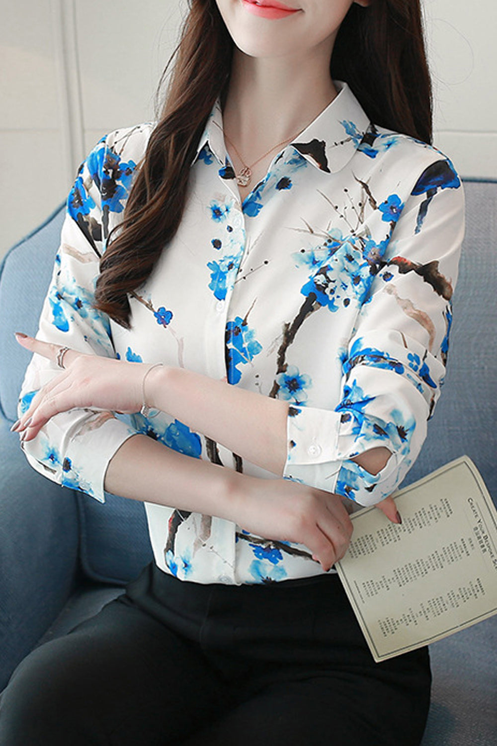 Women Collar Neck Button Down Printed Shirt