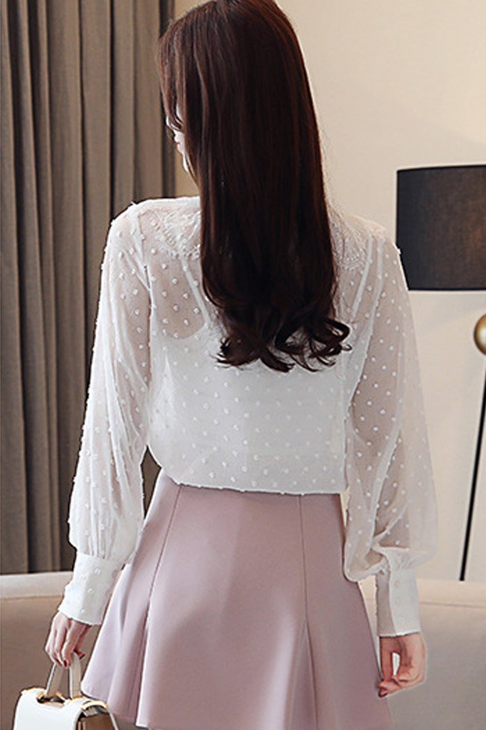 Women Elegant Long Sleeved Chiffon Shirt