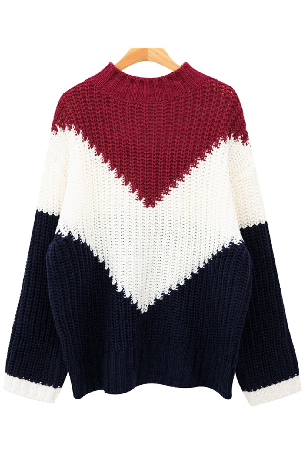 Women Contrast High Neck Stylish Winter Sweater