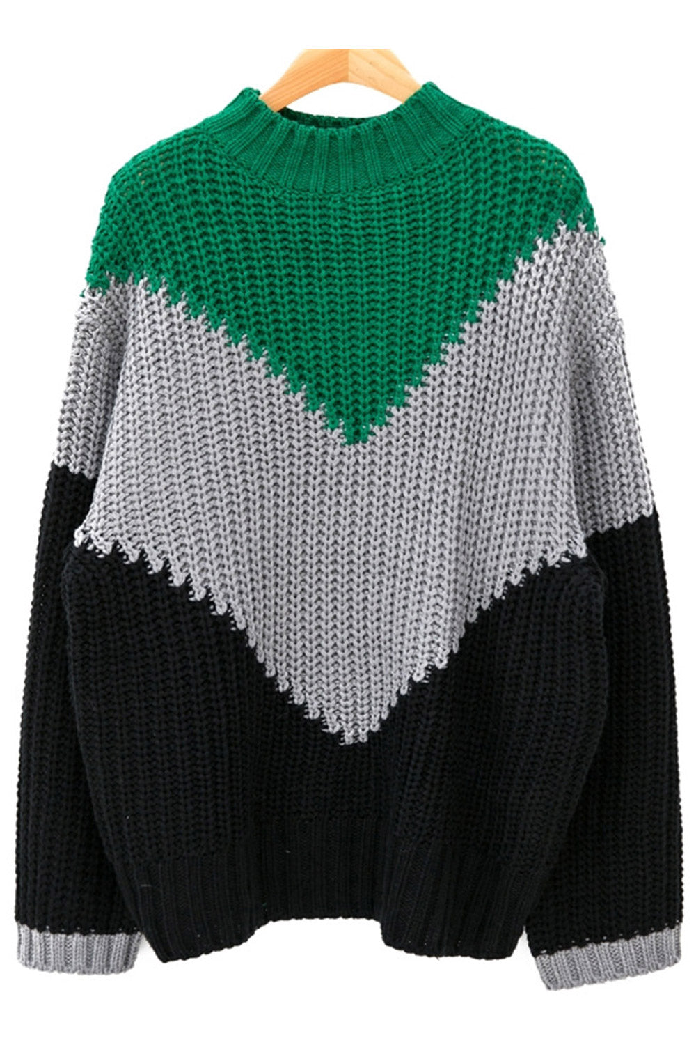 Women Contrast High Neck Stylish Winter Sweater