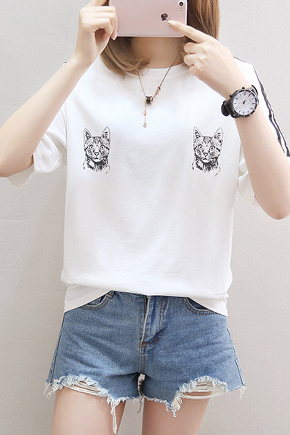Women High Neck Short Sleeve Printed Top