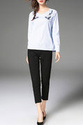 Women Embroidered V-Neck Stylish Shirt