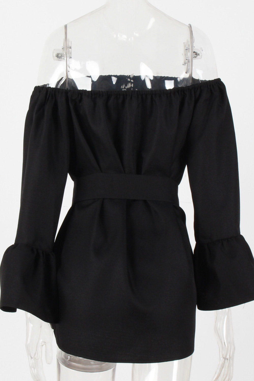 Women Elasticated Shoulder Solid Chiffon Top