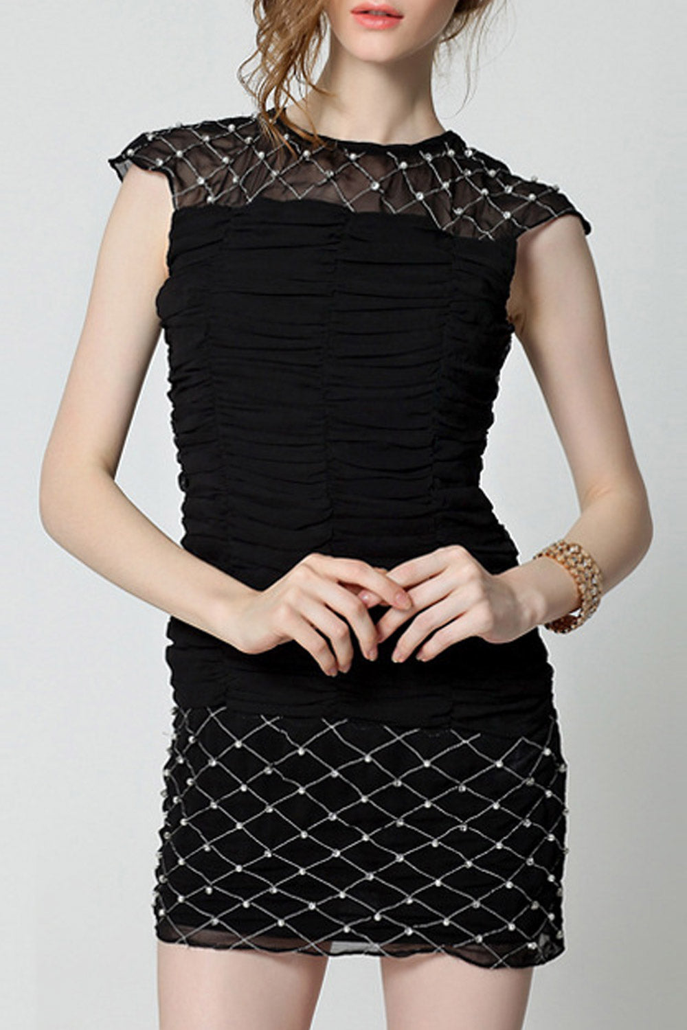 Women Decorated Sleeveless Pretty Short Dress
