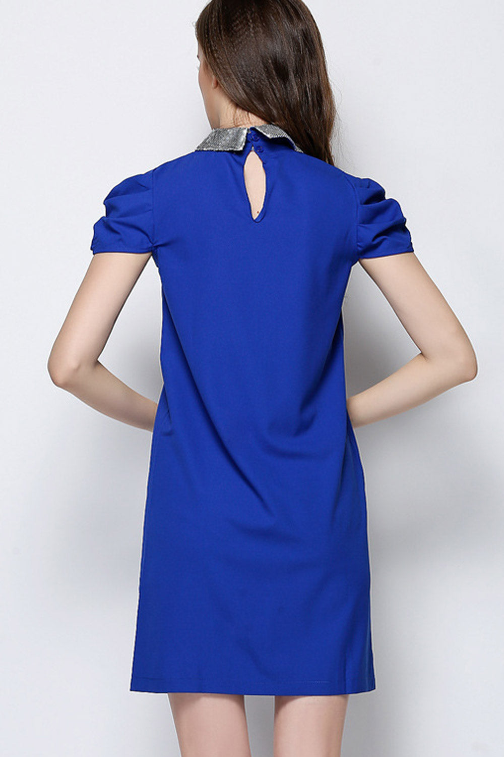 Women High Neck Small Sleeve Shift Dress