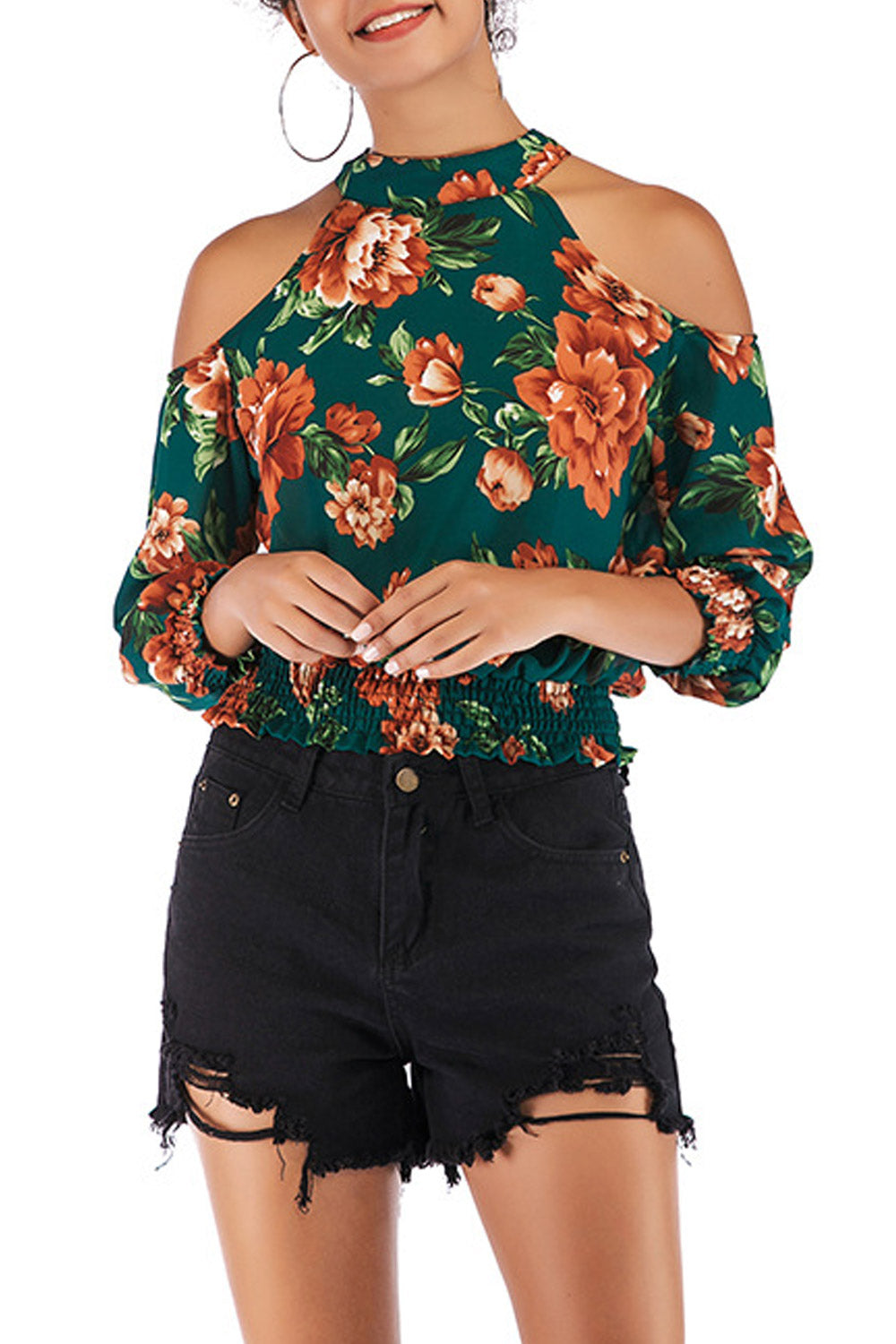 Women Halter Neck Cold Shoulder Pretty Top