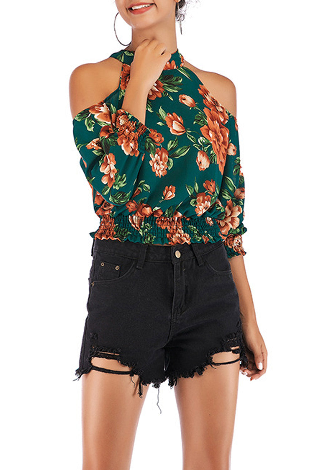 Women Halter Neck Cold Shoulder Pretty Top