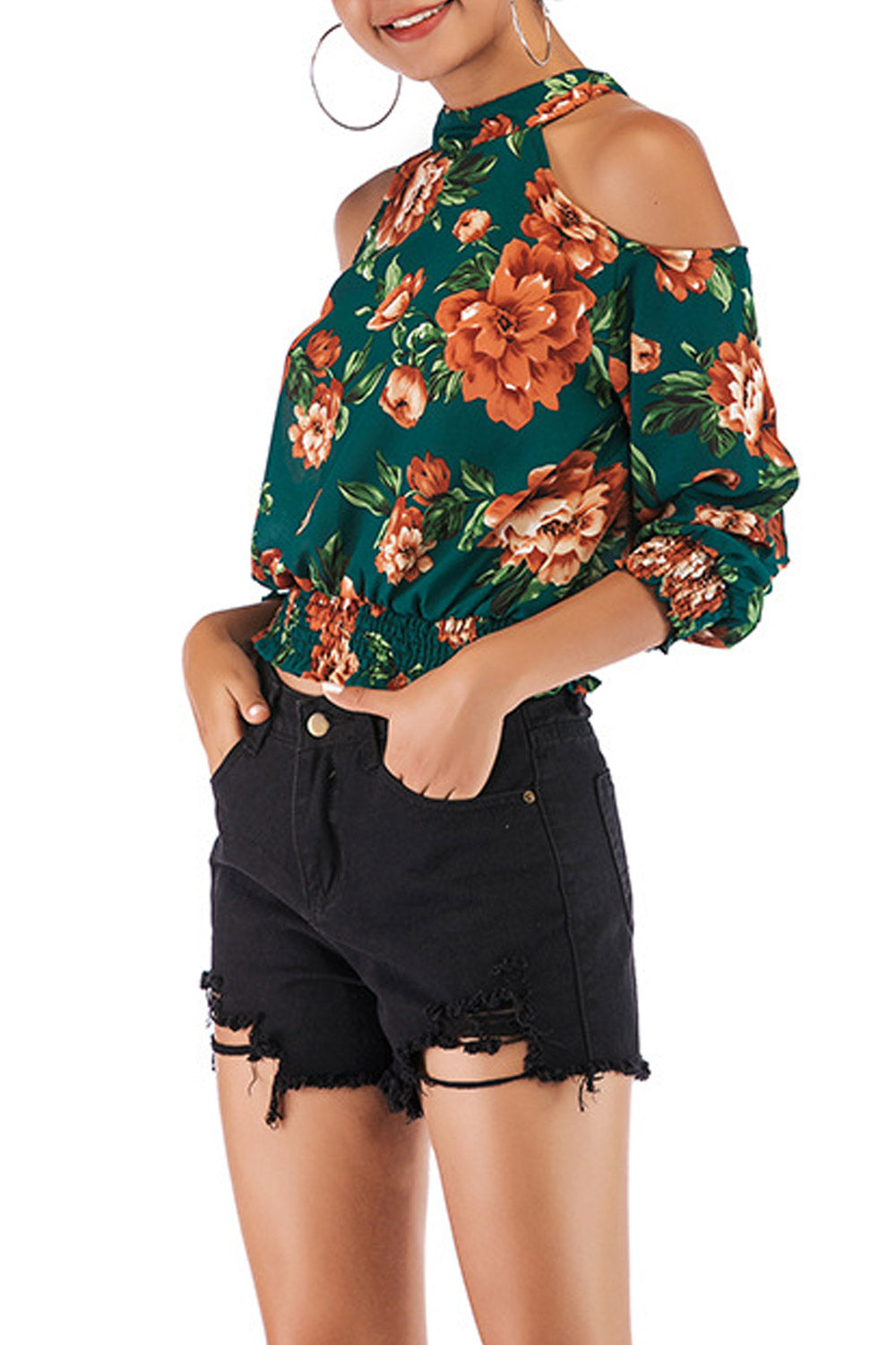 Women Halter Neck Cold Shoulder Pretty Top