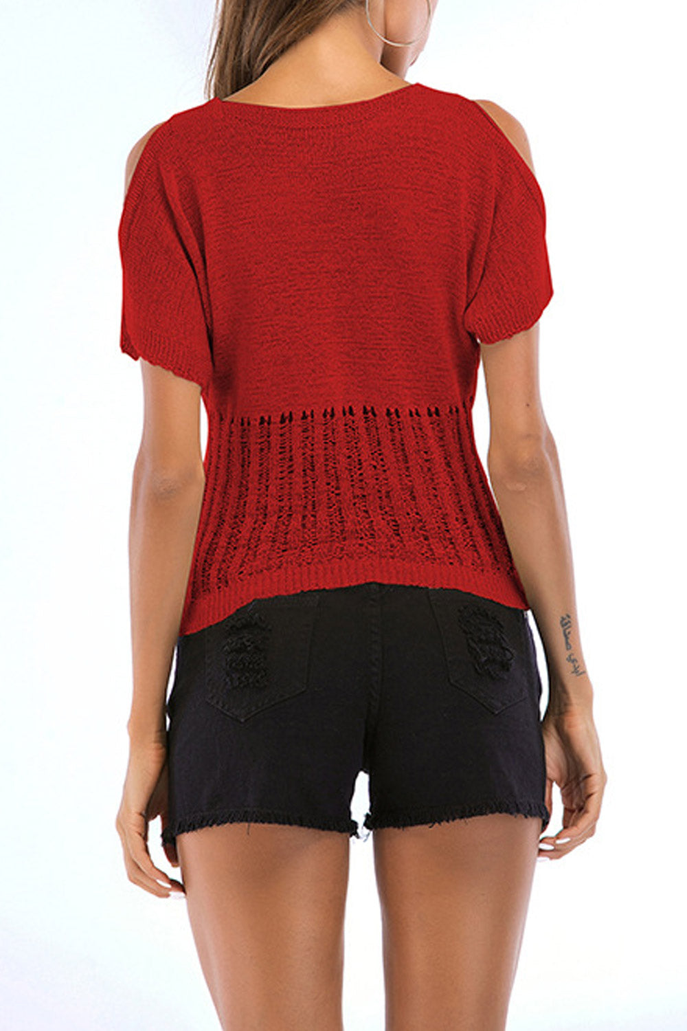 Women V-Neck Cold Shoulder Pretty Top