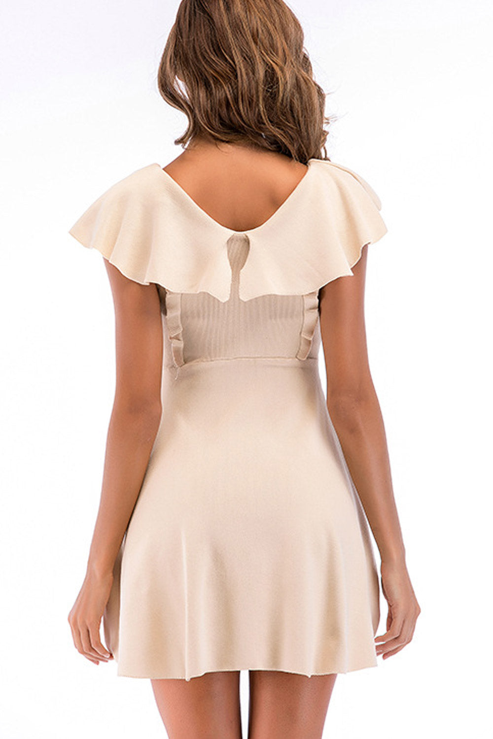 Women Ruffled V-Neck Stylish Short Dress