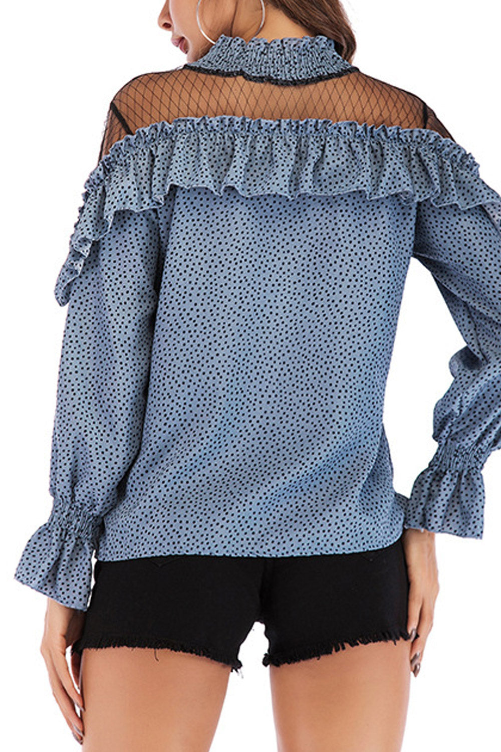 Women High Neck Ruffled Chiffon Top