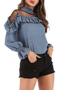 Women High Neck Ruffled Chiffon Top