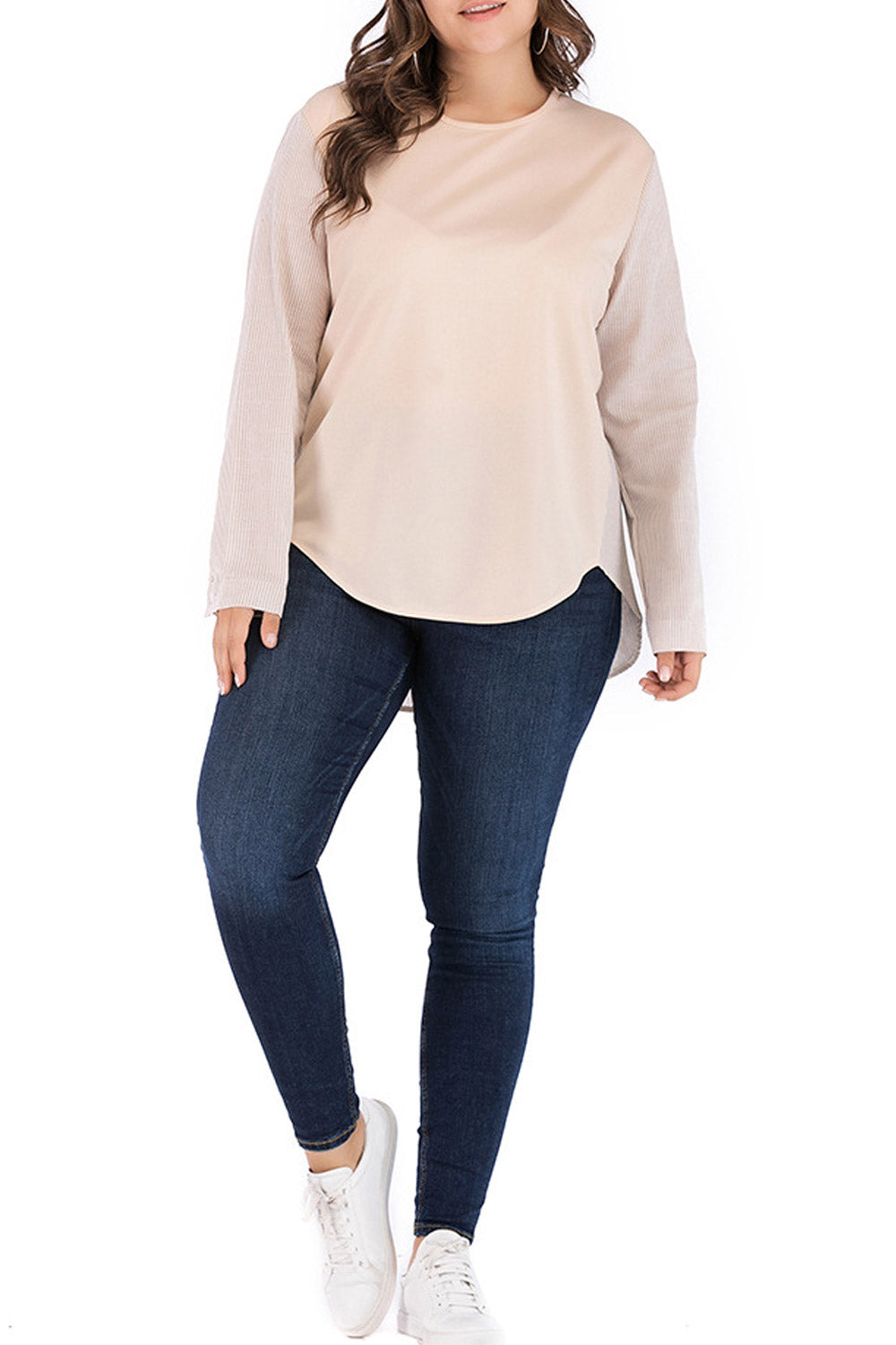 Women Plus Striped High Low Hem T-Shirt