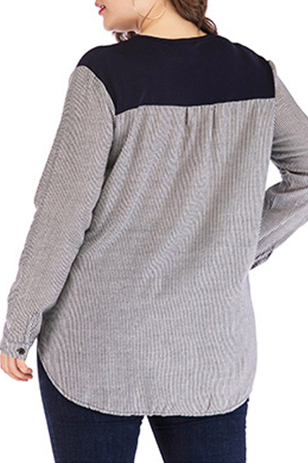 Women Plus Striped High Low Hem T-Shirt