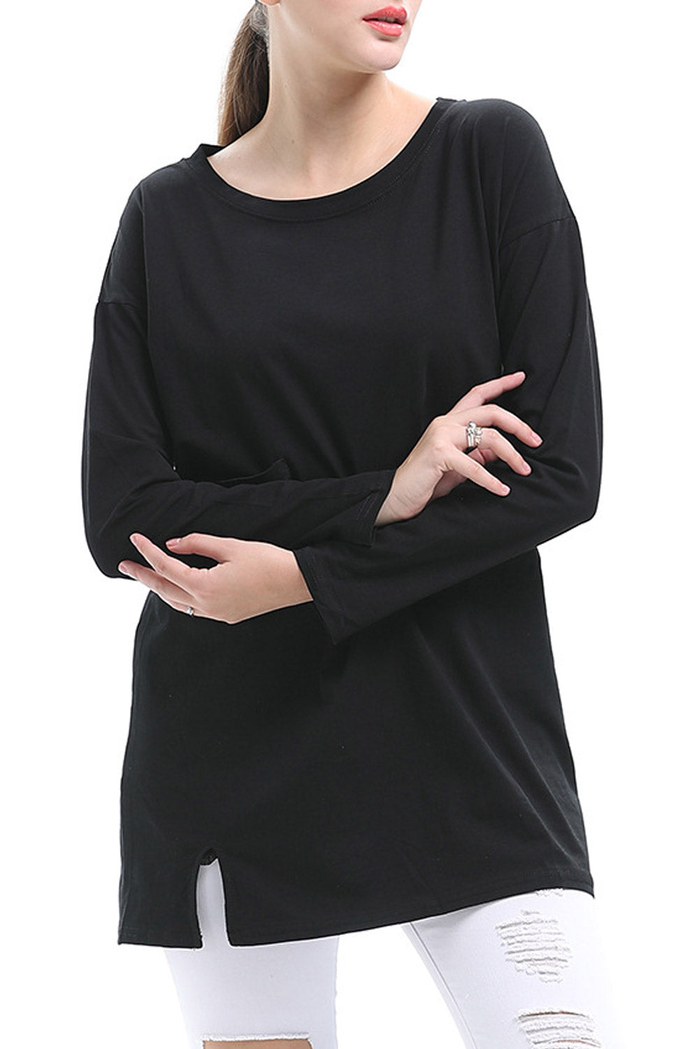 Women Round Neck Loose Fashion Top