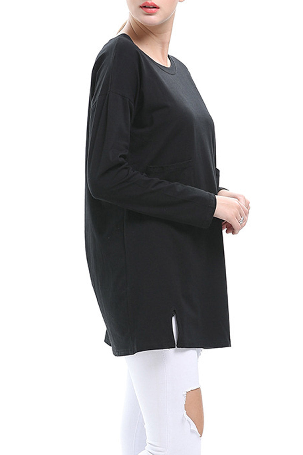 Women Round Neck Loose Fashion Top