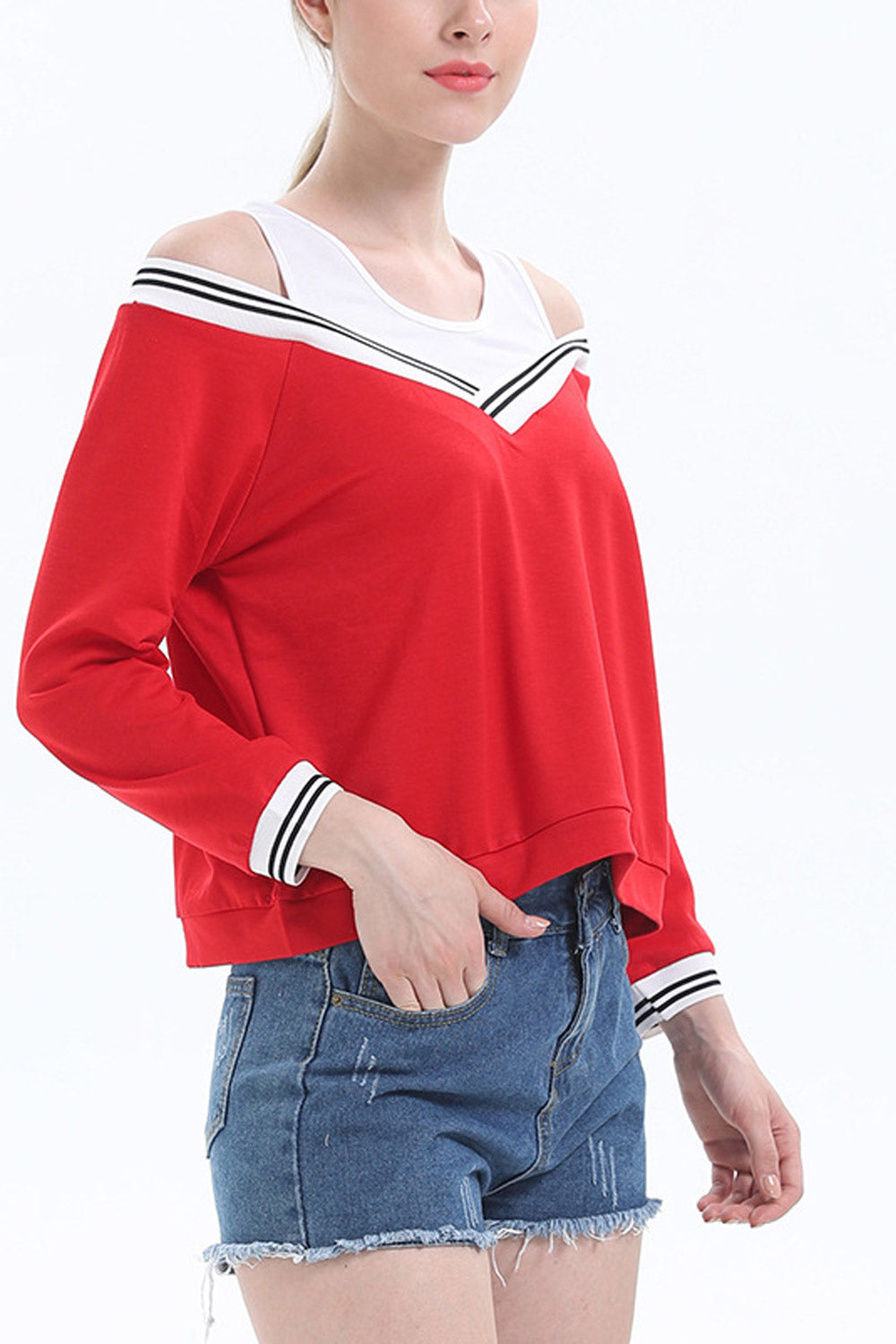 Women Cold Shoulder Slim Fashion Top