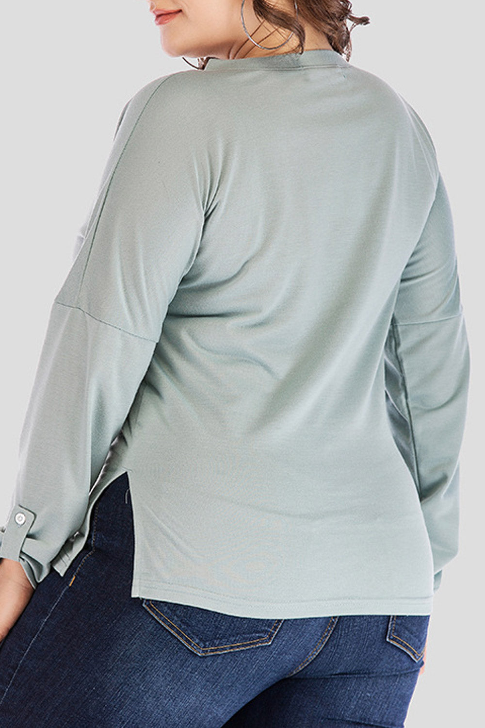 Women V-Neck Side Slit Printed Top