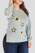 Women V-Neck Side Slit Printed Top