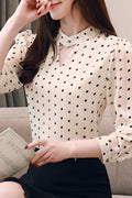 Women Keyhole Neck Printed Chiffon Shirt