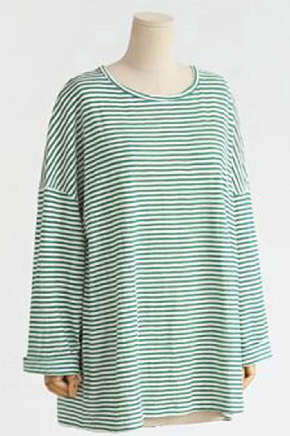 Women Thin Striped Round Neck Casual Top