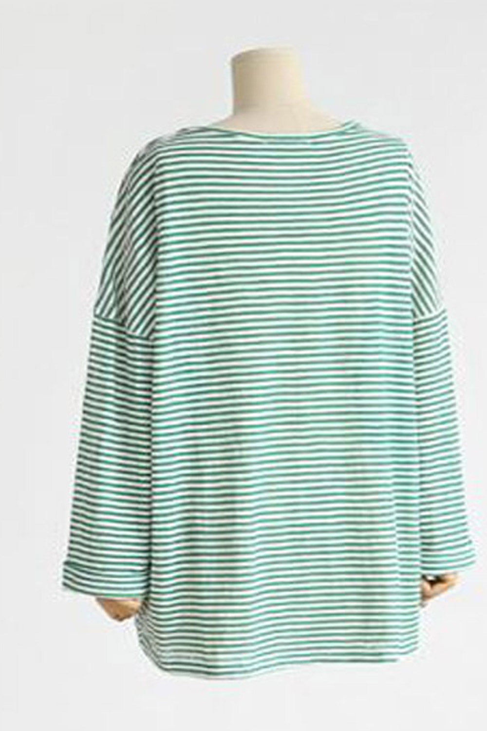 Women Thin Striped Round Neck Casual Top