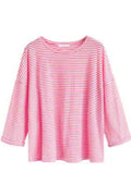 Women Thin Striped Round Neck Casual Top
