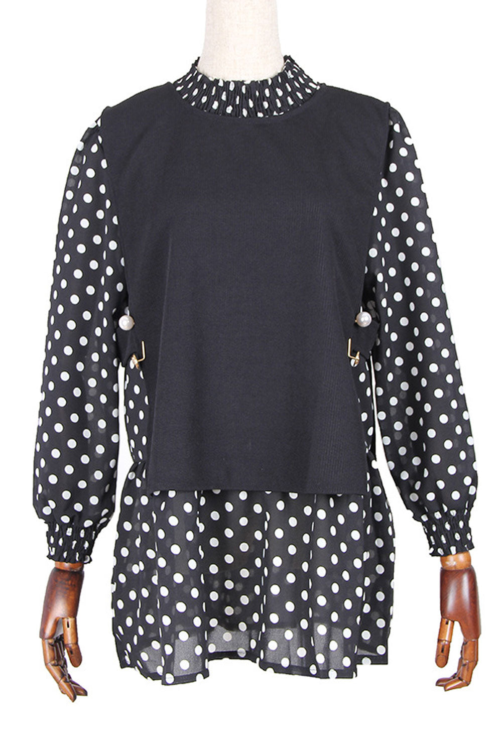 Women High Neck Polka Dot Printed Shirt