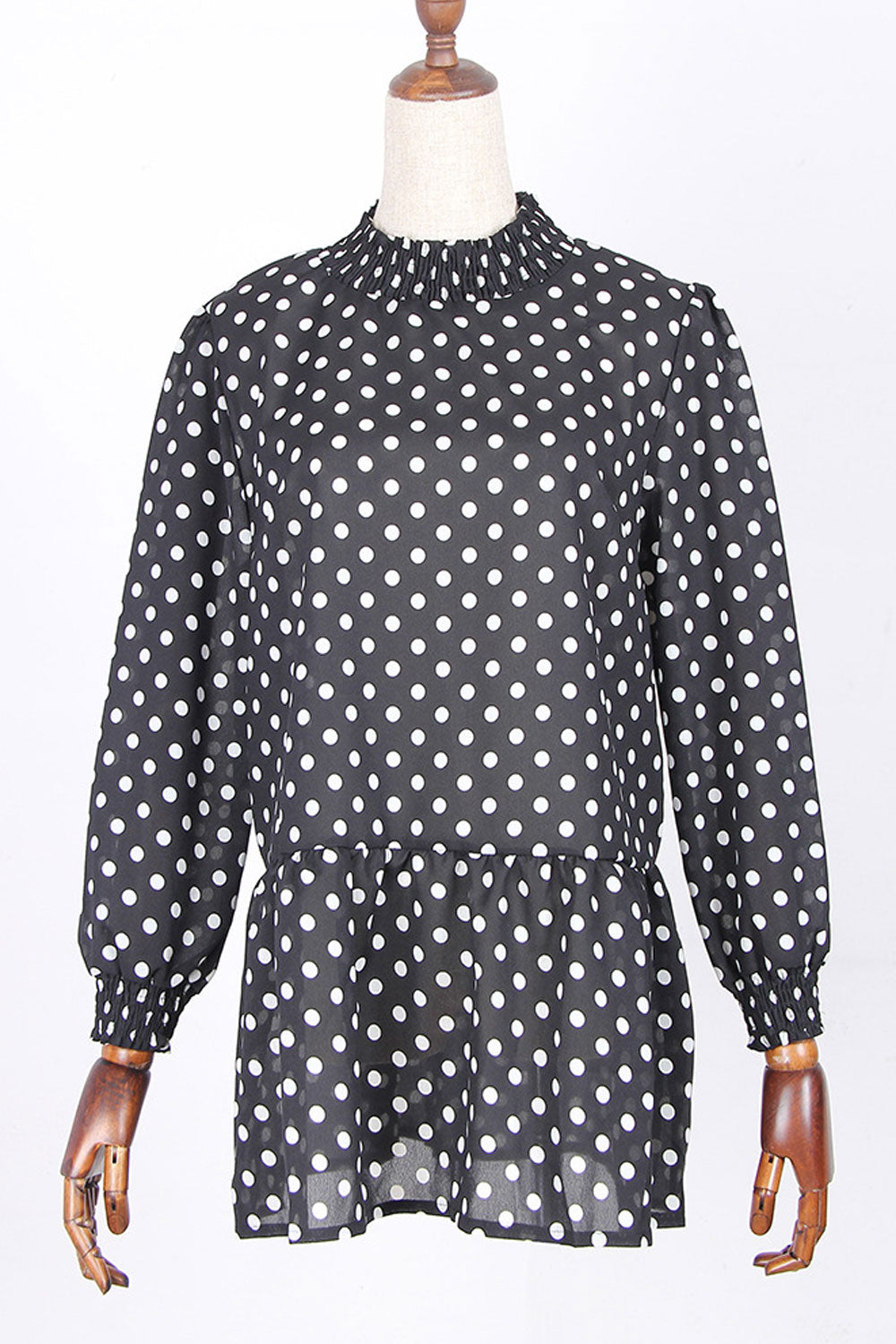 Women High Neck Polka Dot Printed Shirt
