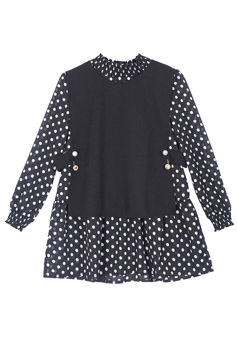 Women High Neck Polka Dot Printed Shirt