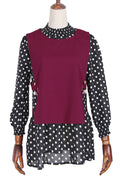 Women High Neck Polka Dot Printed Shirt