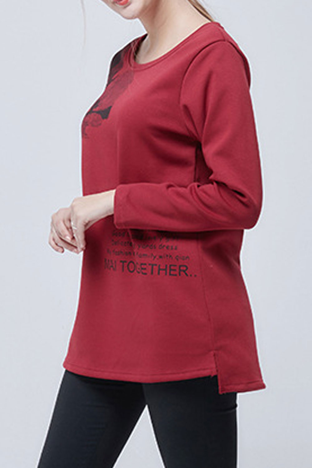 Women Warm Long Sleeved Printed Top
