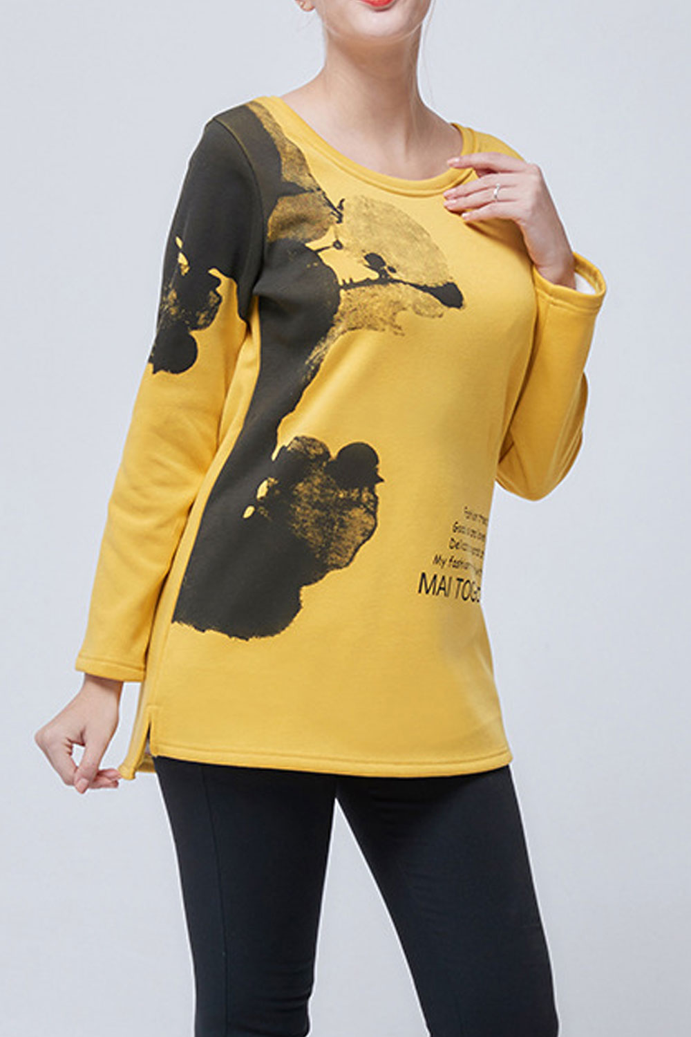Women Warm Long Sleeved Printed Top