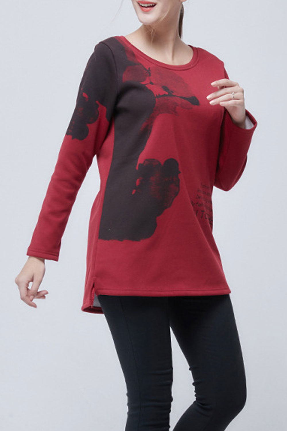 Women Warm Long Sleeved Printed Top
