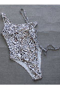 Women Strap Neck Comfortable One Piece Leopard Printed Flexible Swimwear